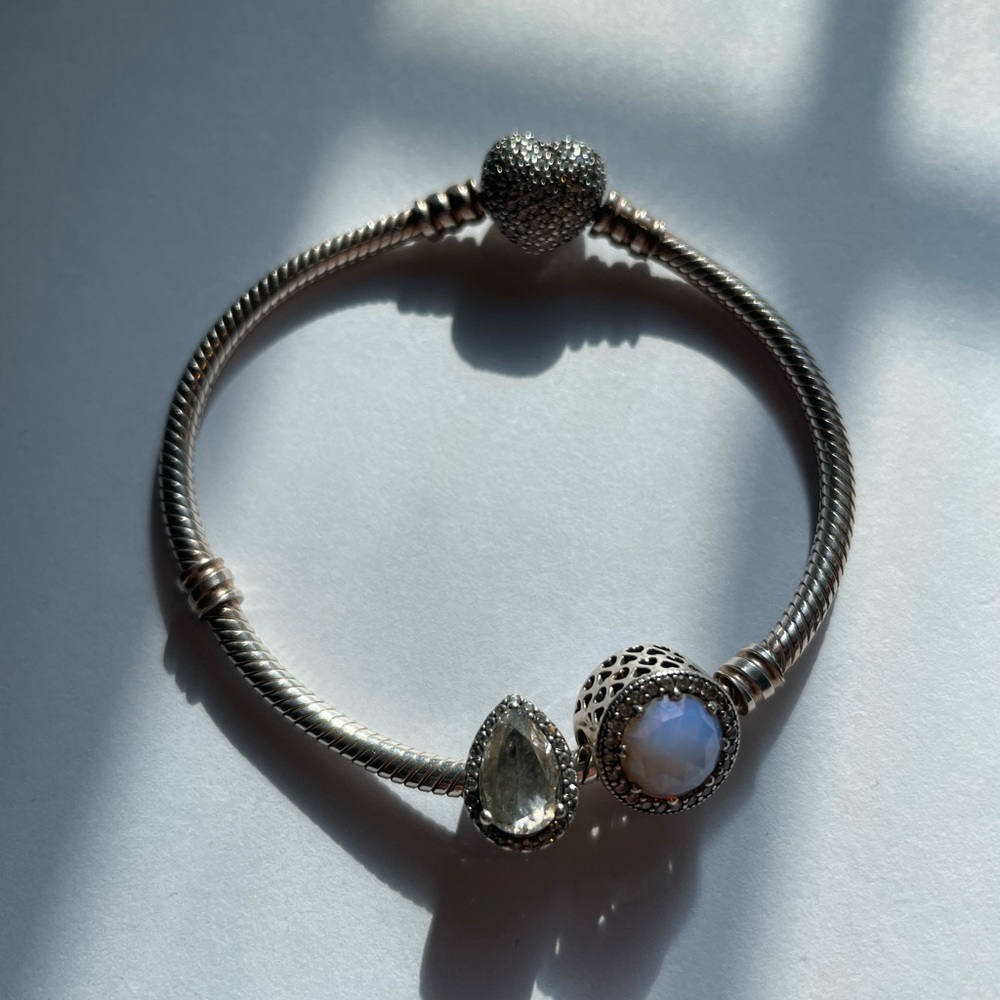 Pandora Pave heart charm bracelet